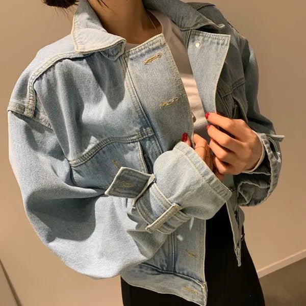 Single - Breasted Crop Jacket – Modern Street Denim Look - LunaKit.LTD