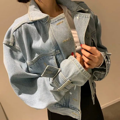Single - Breasted Crop Jacket – Modern Street Denim Look - LunaKit.LTD