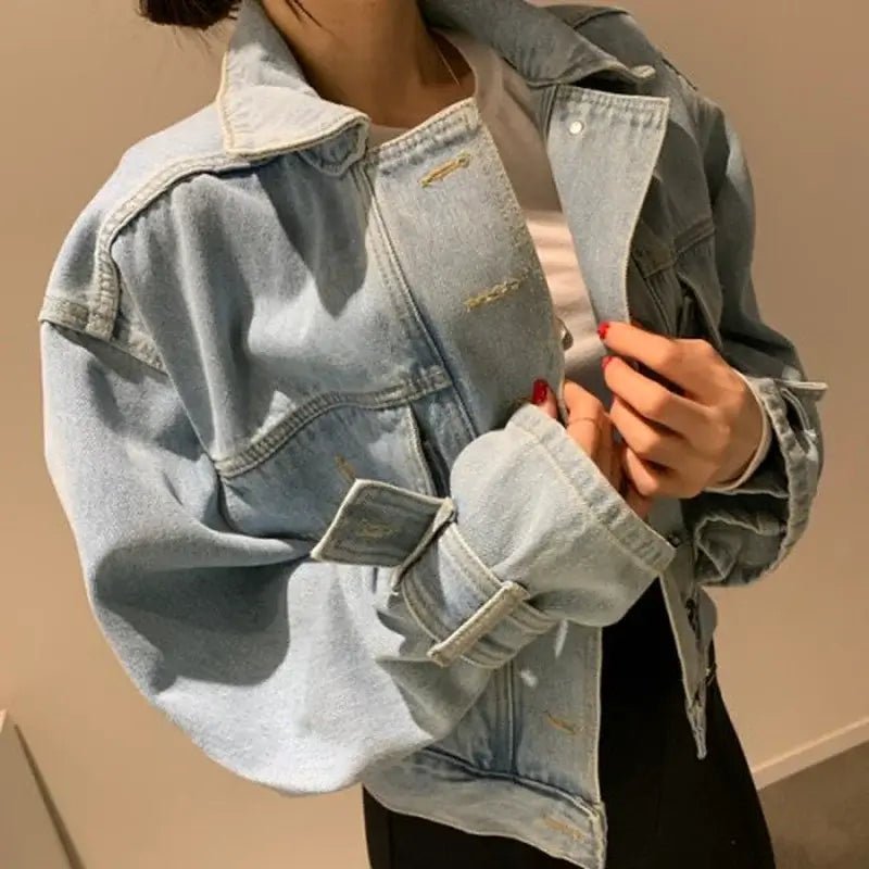 Single - Breasted Crop Jacket – Modern Street Denim Look - LunaKit.LTD