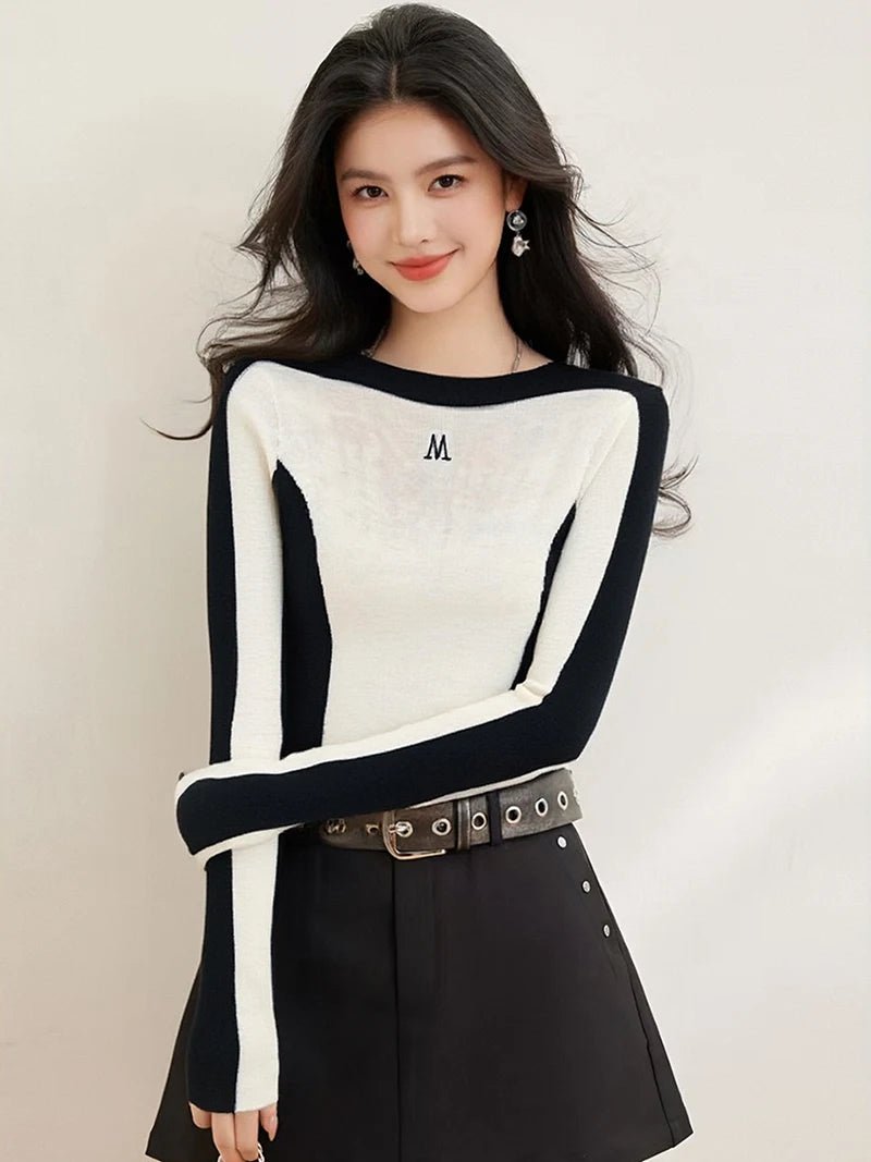 Slash - Neck Knit Top – Simple Casual Street Style - LunaKit.LTD