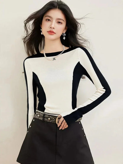 Slash - Neck Knit Top – Simple Casual Street Style - LunaKit.LTD