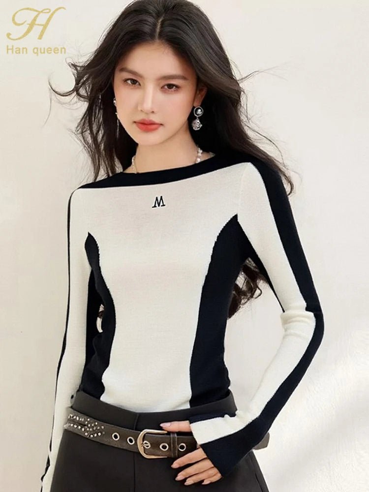 Slash - Neck Knit Top – Simple Casual Street Style - LunaKit.LTD