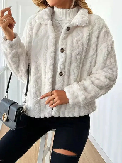 Soft Plush Coat – Elegant White Warmth for Winter - LunaKit.LTD