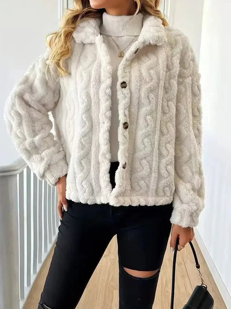 Soft Plush Coat – Elegant White Warmth for Winter - LunaKit.LTD