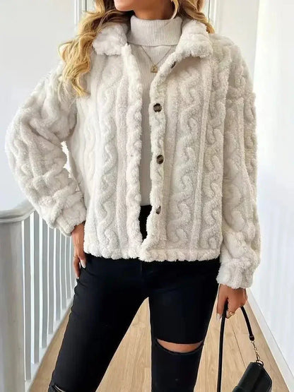 Soft Plush Coat – Elegant White Warmth for Winter - LunaKit.LTD