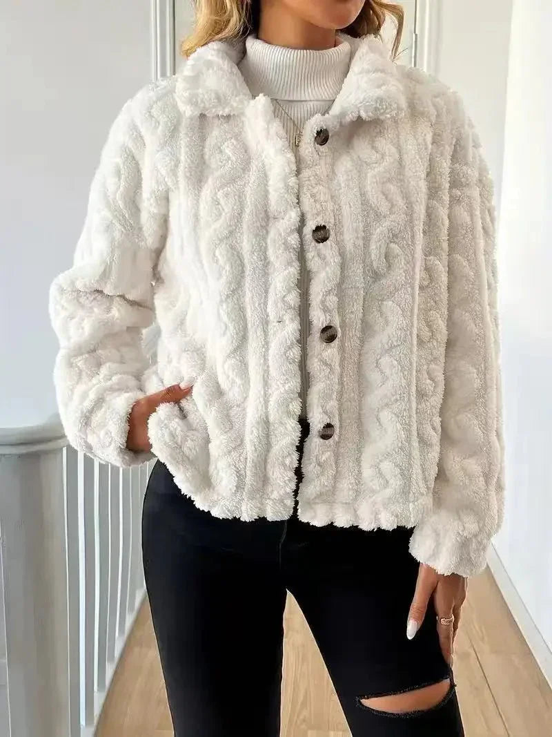 Soft Plush Coat – Elegant White Warmth for Winter - LunaKit.LTD