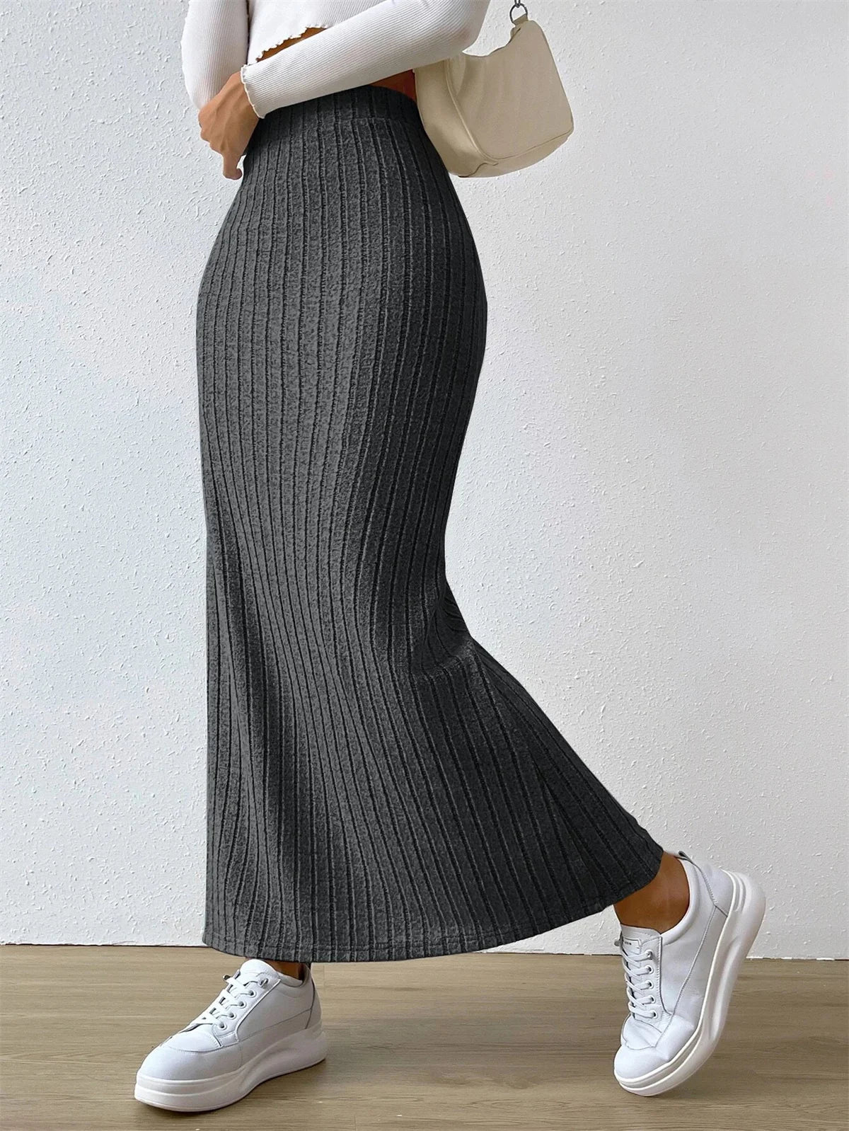 Solid Split Skirt – Minimal High - Waist Fit - LunaKit.LTD