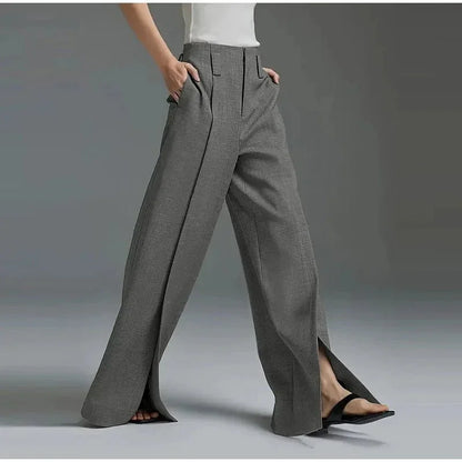 Straight - Leg High - Waist Pants – Casual Formal Blend - LunaKit.LTD