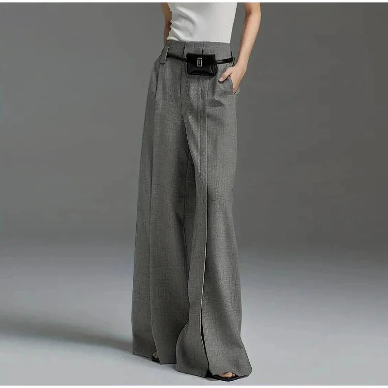 Straight - Leg High - Waist Pants – Casual Formal Blend - LunaKit.LTD