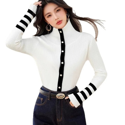 Striped Knit Cardigan – Modern Autumn Elegance - LunaKit.LTD