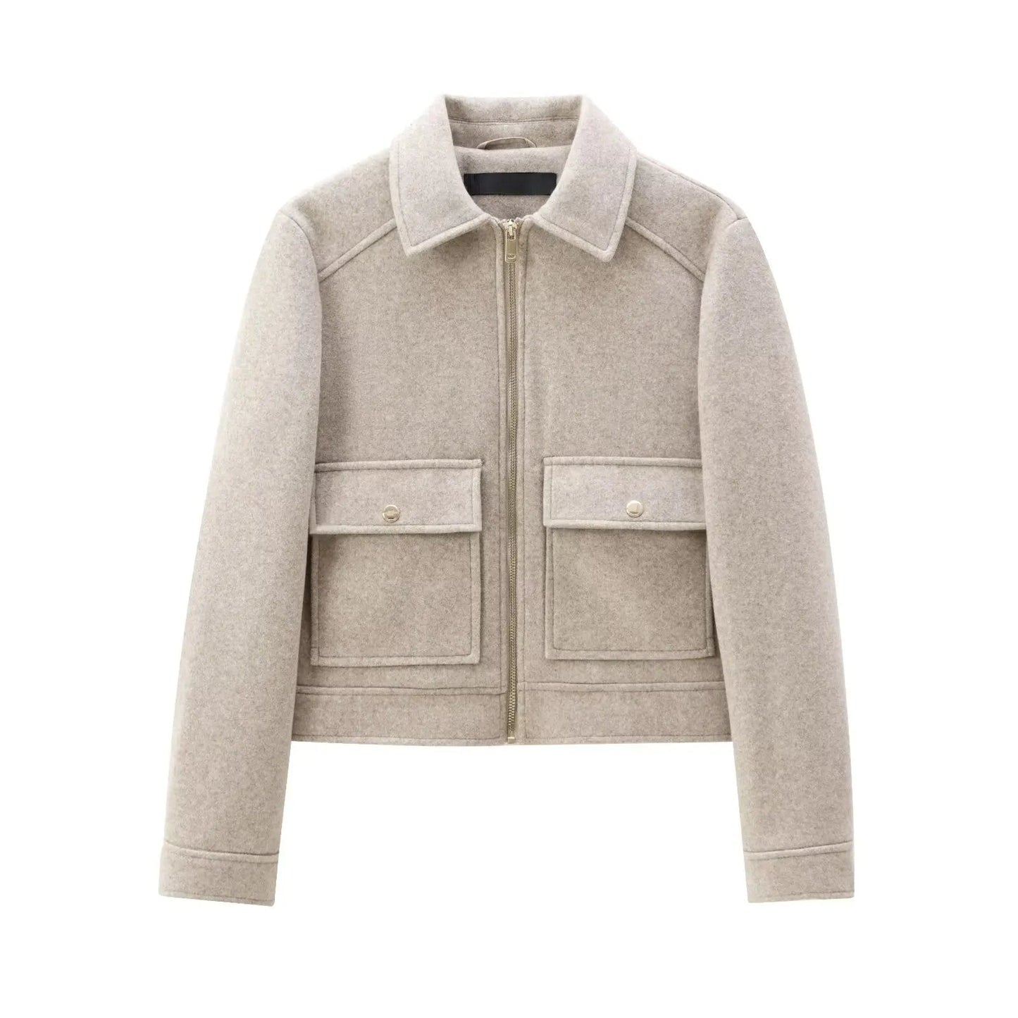 Structured Wool - Blend Zip Jacket – Minimal Utility Style - LunaKit.LTD