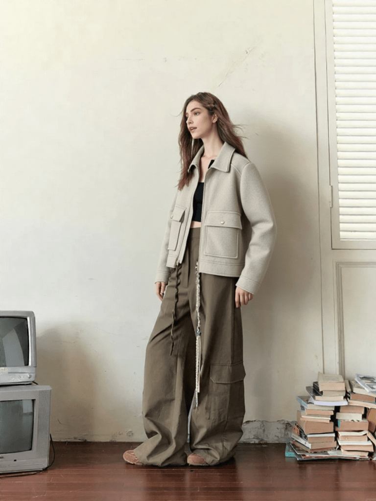 Structured Wool - Blend Zip Jacket – Minimal Utility Style - LunaKit.LTD