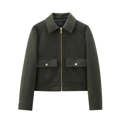 Structured Wool - Blend Zip Jacket – Minimal Utility Style - LunaKit.LTD