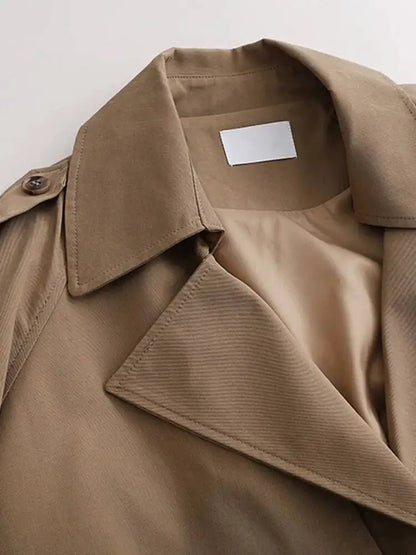 Stylish Short Trench – Lapel Collar with Belted Cuffs - LunaKit.LTD