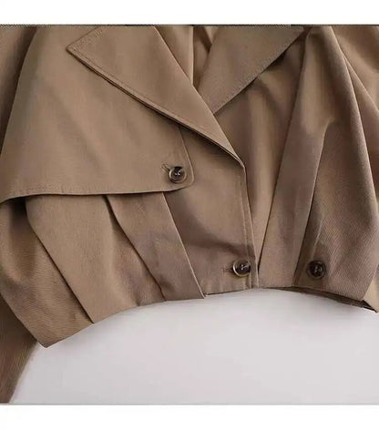 Stylish Short Trench – Lapel Collar with Belted Cuffs - LunaKit.LTD