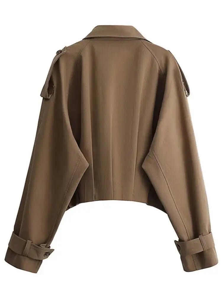 Stylish Short Trench – Lapel Collar with Belted Cuffs - LunaKit.LTD