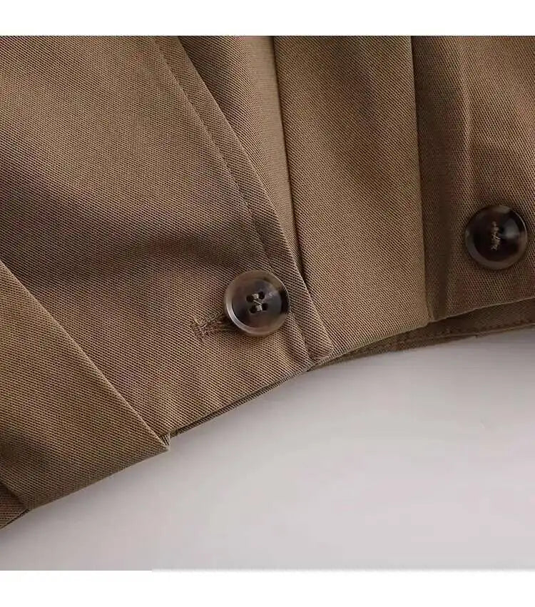 Stylish Short Trench – Lapel Collar with Belted Cuffs - LunaKit.LTD