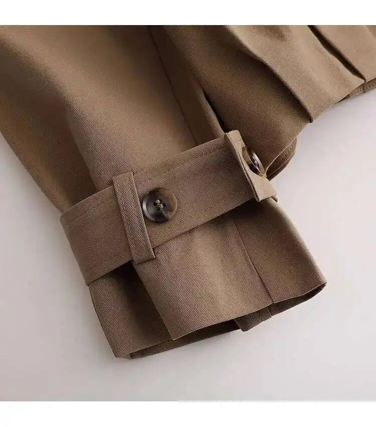 Stylish Short Trench – Lapel Collar with Belted Cuffs - LunaKit.LTD