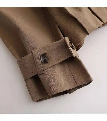 Stylish Short Trench – Lapel Collar with Belted Cuffs - LunaKit.LTD