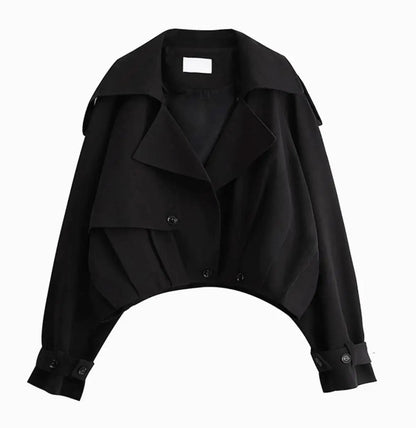 Stylish Short Trench – Lapel Collar with Belted Cuffs - LunaKit.LTD