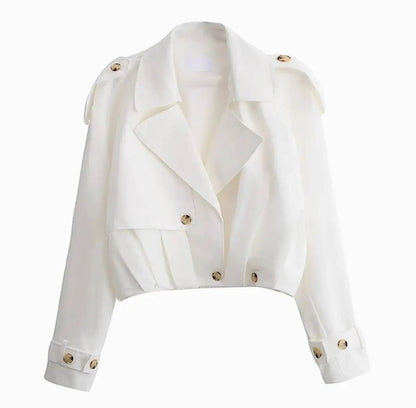 Stylish Short Trench – Lapel Collar with Belted Cuffs - LunaKit.LTD