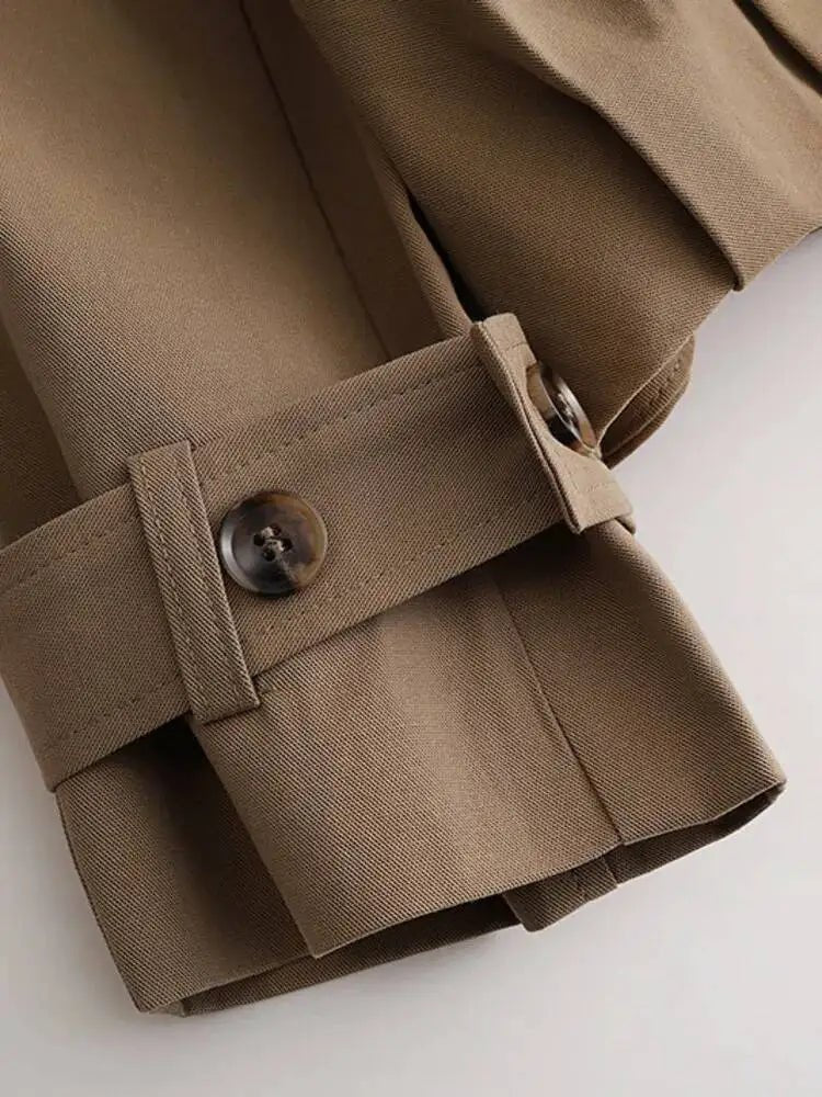 Stylish Short Trench – Lapel Collar with Belted Cuffs - LunaKit.LTD