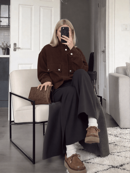 Suede Bomber Jacket – Minimal Button - Up Design - LunaKit.LTD