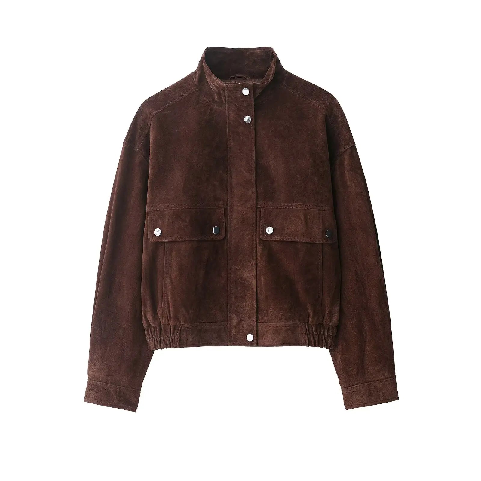 Suede Bomber Jacket – Minimal Button - Up Design - LunaKit.LTD