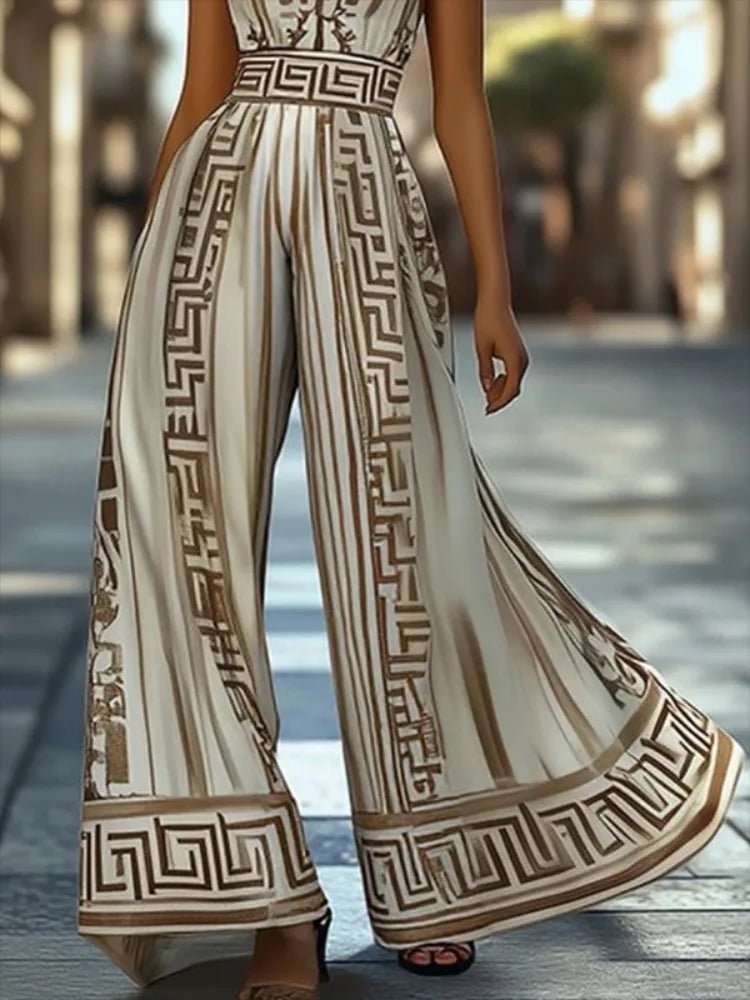Summer Halter Jumpsuit – Chic Geometric Print - LunaKit.LTD