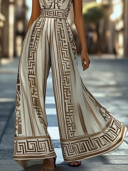 Summer Halter Jumpsuit – Chic Geometric Print - LunaKit.LTD