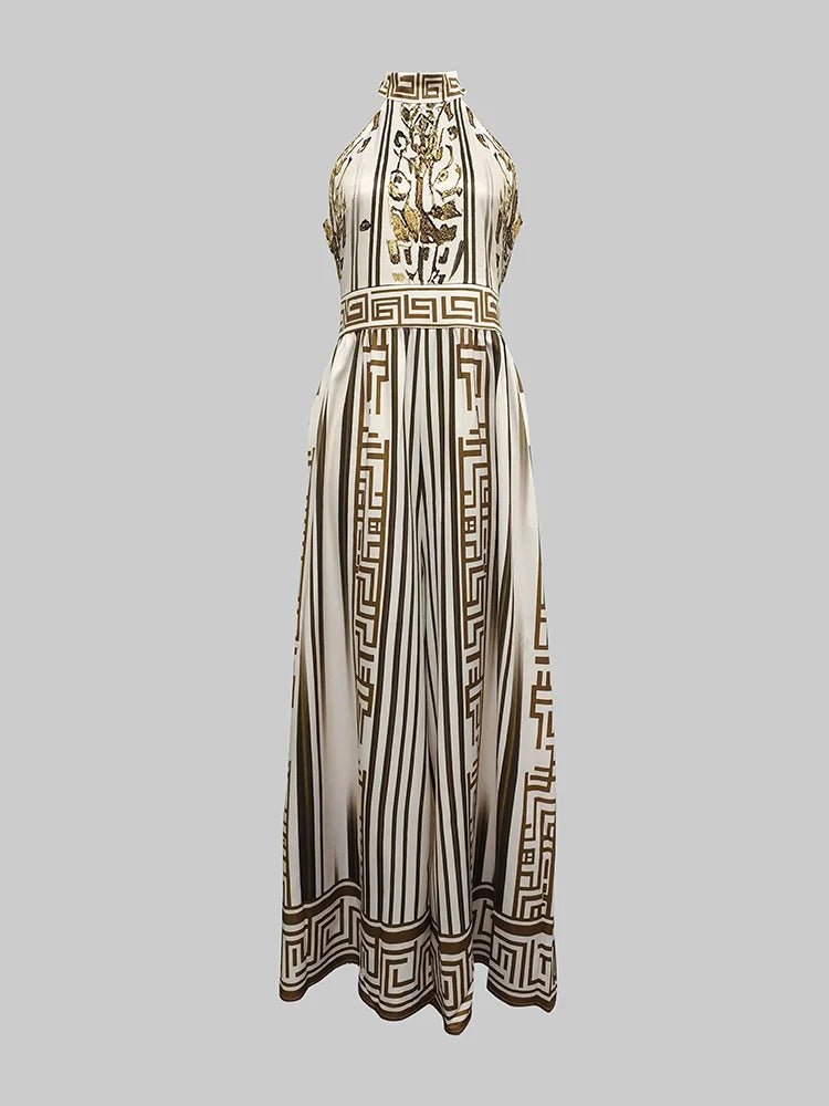Summer Halter Jumpsuit – Chic Geometric Print - LunaKit.LTD