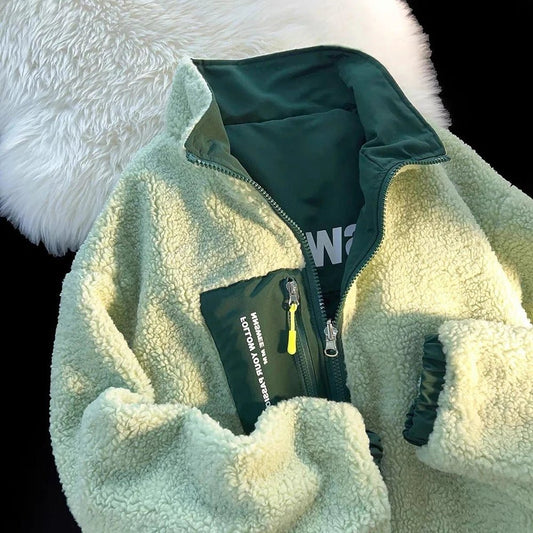 Thick Warm Fleece Jacket – Casual Baseball Design - LunaKit.LTD