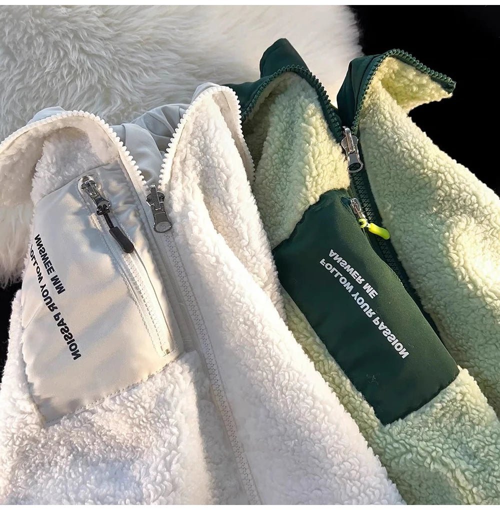 Thick Warm Fleece Jacket – Casual Baseball Design - LunaKit.LTD