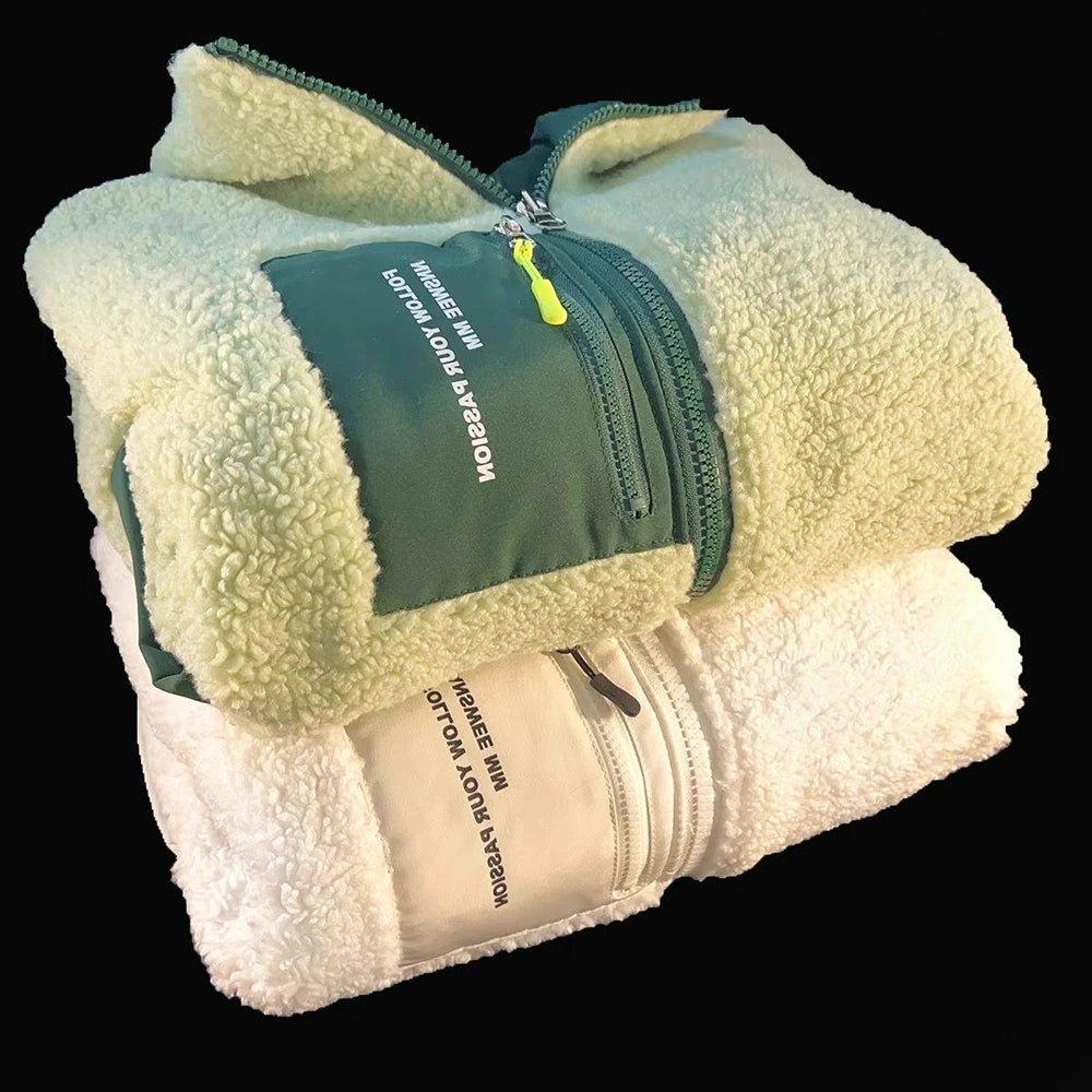 Thick Warm Fleece Jacket – Casual Baseball Design - LunaKit.LTD