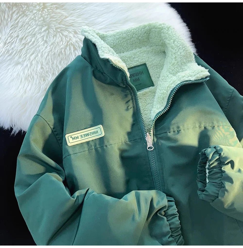 Thick Warm Fleece Jacket – Casual Baseball Design - LunaKit.LTD