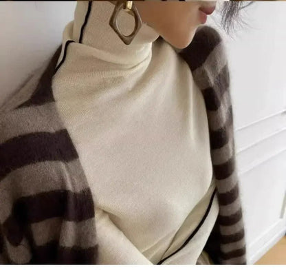 Turtleneck Knit Top – Slim Fit with Contrast Trim - LunaKit.LTD