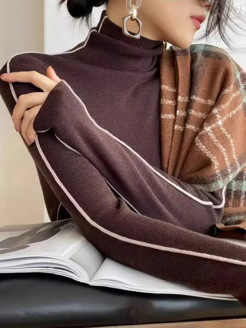 Turtleneck Knit Top – Slim Fit with Contrast Trim - LunaKit.LTD