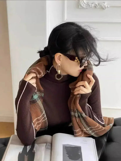 Turtleneck Knit Top – Slim Fit with Contrast Trim - LunaKit.LTD