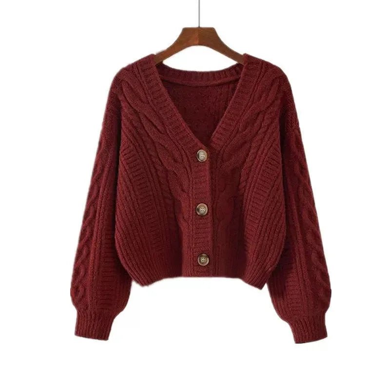 Twist Pattern Knit Sweater – Cozy V - Neck Style - LunaKit.LTD