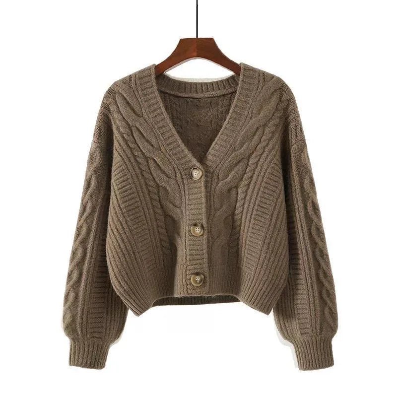 Twist Pattern Knit Sweater – Cozy V - Neck Style - LunaKit.LTD