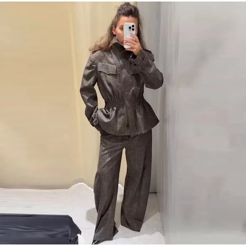 Velvet Two - Piece Suit – Tailored Blazer & Wide - Leg Pants - LunaKit.LTD