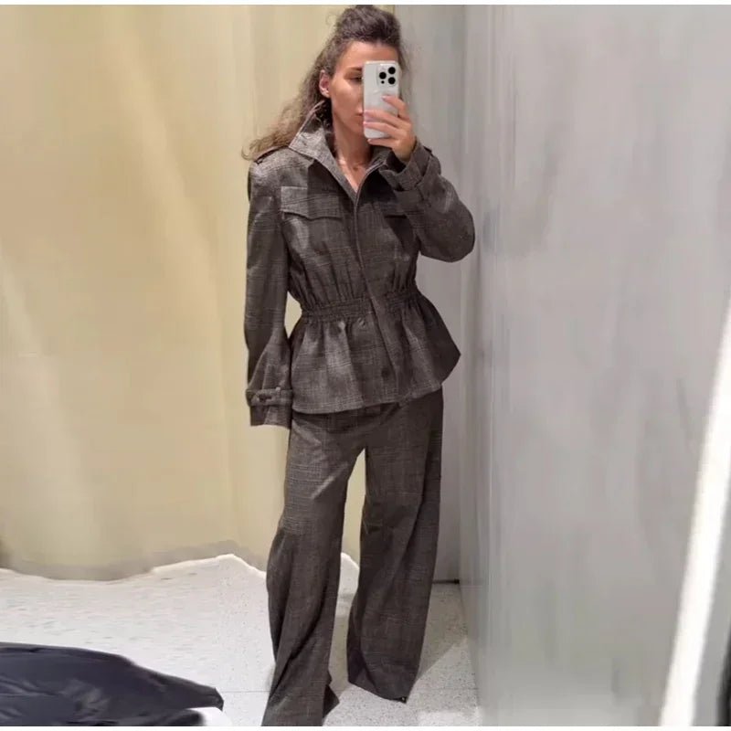 Velvet Two - Piece Suit – Tailored Blazer & Wide - Leg Pants - LunaKit.LTD