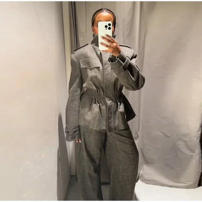 Velvet Two - Piece Suit – Tailored Blazer & Wide - Leg Pants - LunaKit.LTD