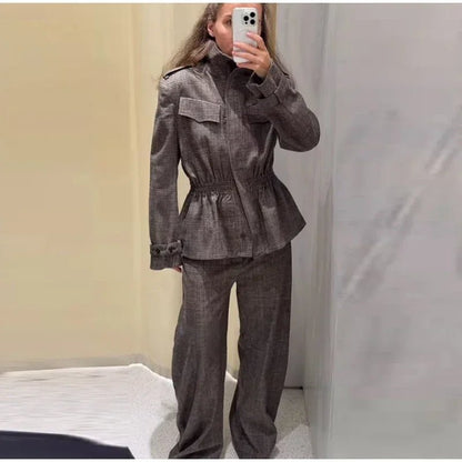 Velvet Two - Piece Suit – Tailored Blazer & Wide - Leg Pants - LunaKit.LTD