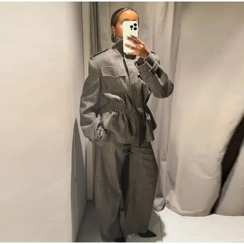 Velvet Two - Piece Suit – Tailored Blazer & Wide - Leg Pants - LunaKit.LTD