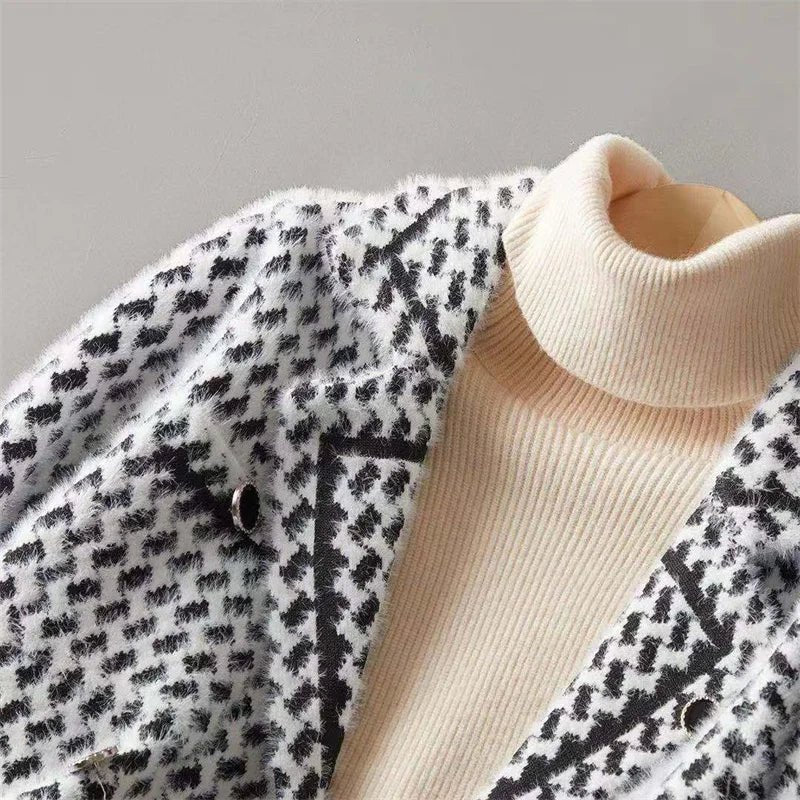 Vintage Houndstooth Knit Jacket – Small Fragrance Style - LunaKit.LTD