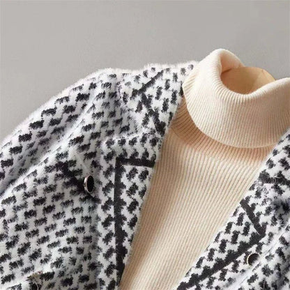 Vintage Houndstooth Knit Jacket – Small Fragrance Style - LunaKit.LTD