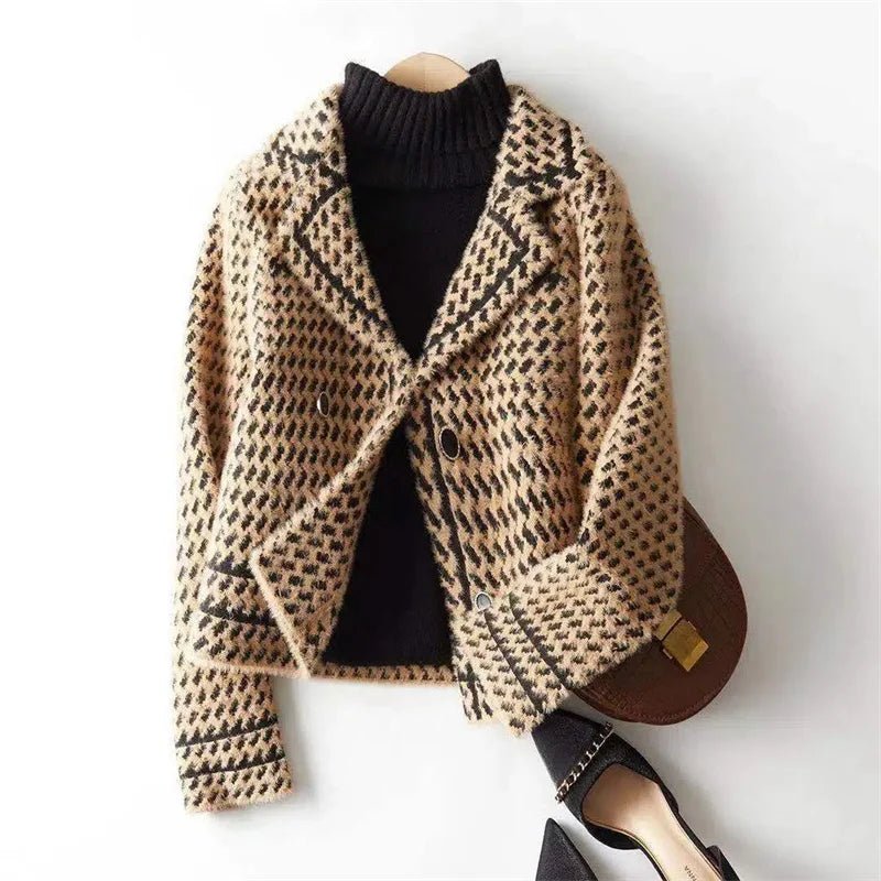 Vintage Houndstooth Knit Jacket – Small Fragrance Style - LunaKit.LTD