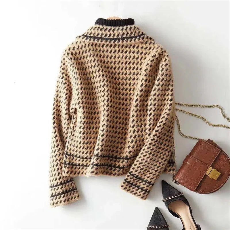 Vintage Houndstooth Knit Jacket – Small Fragrance Style - LunaKit.LTD