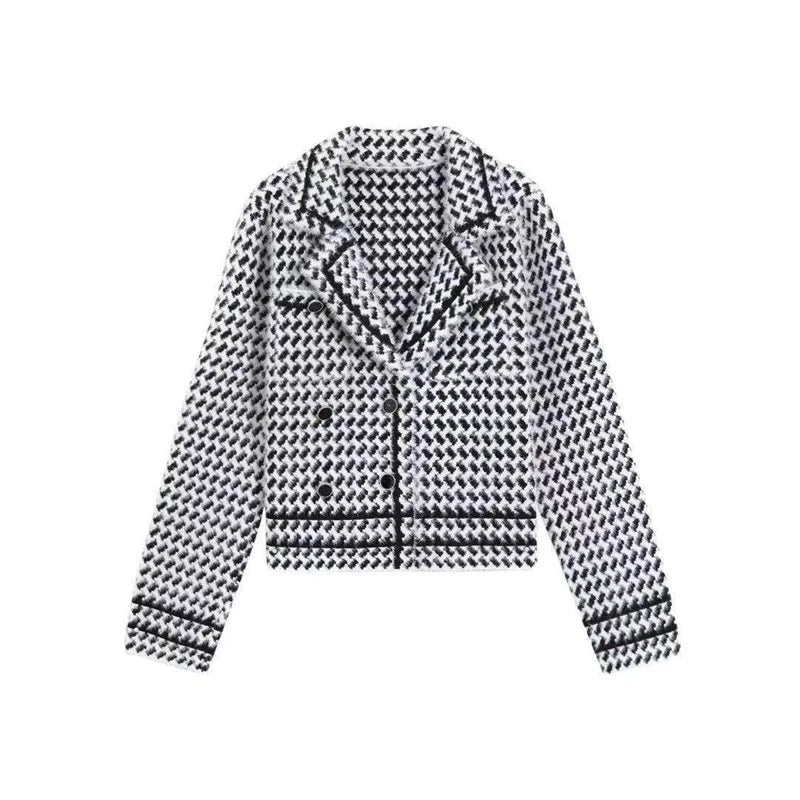 Vintage Houndstooth Knit Jacket – Small Fragrance Style - LunaKit.LTD